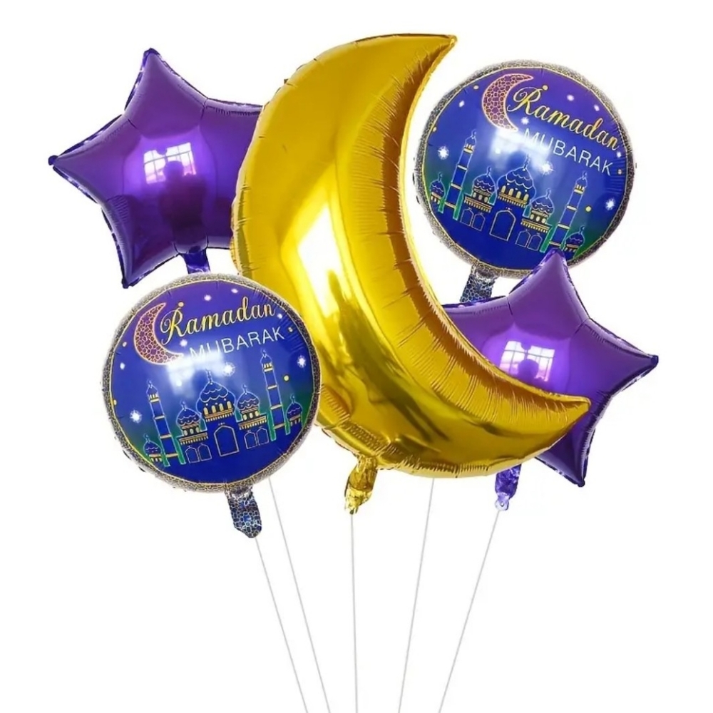 NWT 5 pieces Eid Ramadan balloon set/ crescent and star Balloon set/ Eid decor